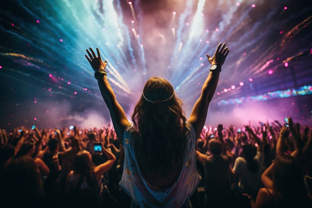 EDM concert nightlife dancing music. AI generated Image by rawpixel.
