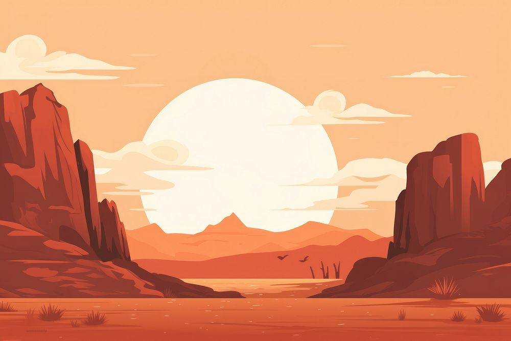Desert scenery landscape outdoors nature. AI generated Image by rawpixel.