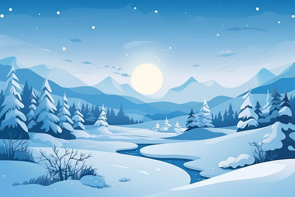 Winter scenery landscape outdoors nature. AI generated Image by rawpixel.