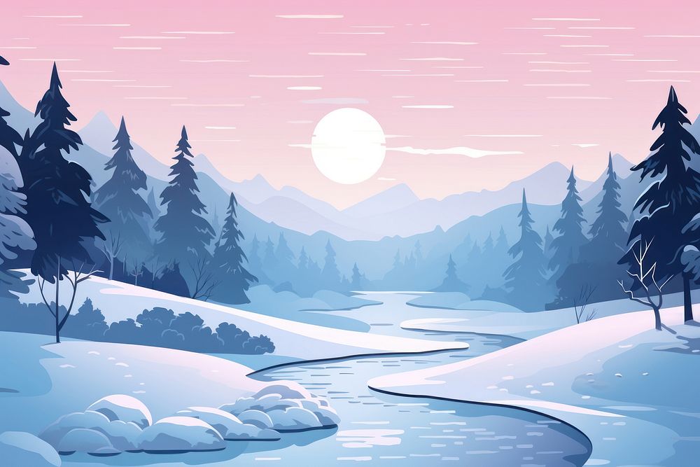 Winter scenery landscape outdoors nature. AI generated Image by rawpixel.