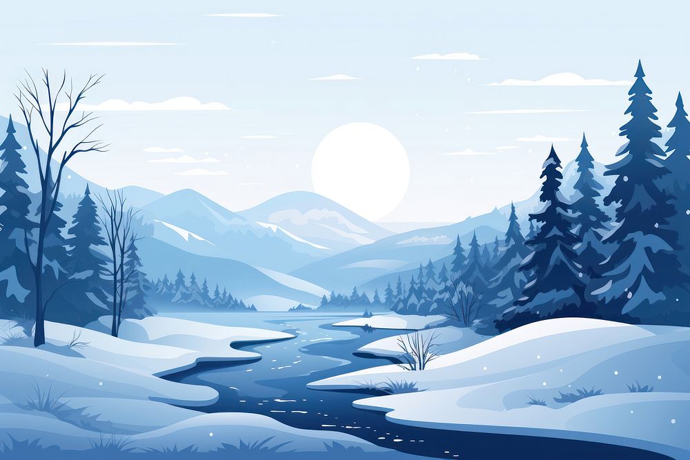Winter scenery landscape outdoors nature. AI generated Image by rawpixel.