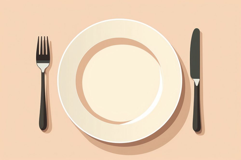 Empty plate knife fork food. AI generated Image by rawpixel.