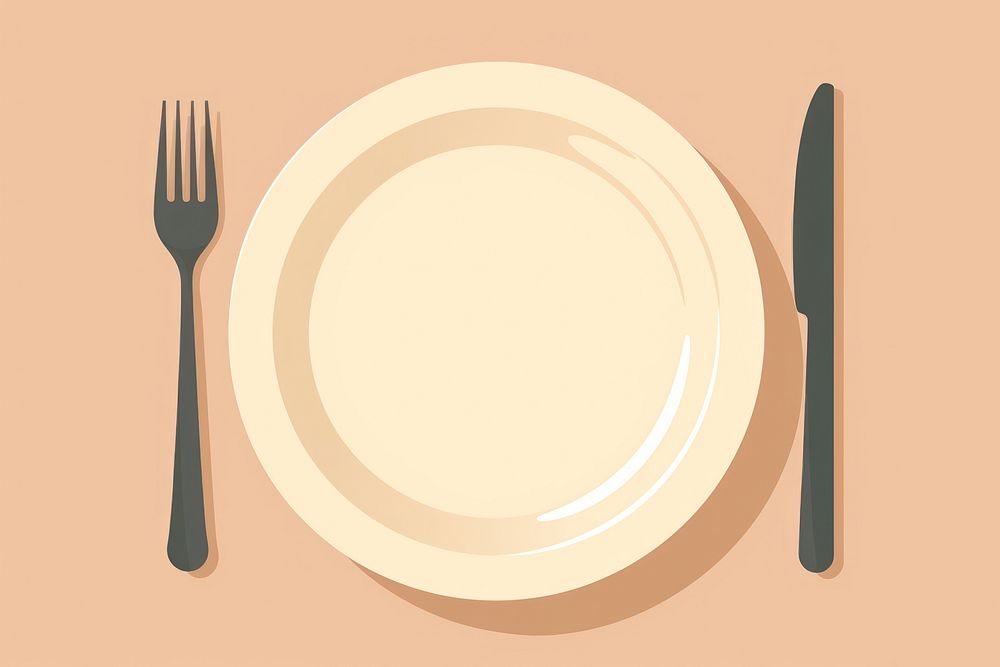 Empty plate knife fork food. AI generated Image by rawpixel.