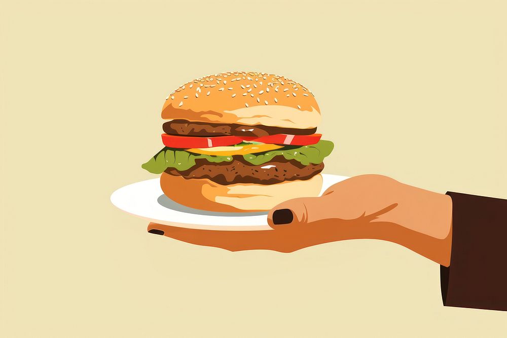 Hamburger hamburger holding plate. AI generated Image by rawpixel.