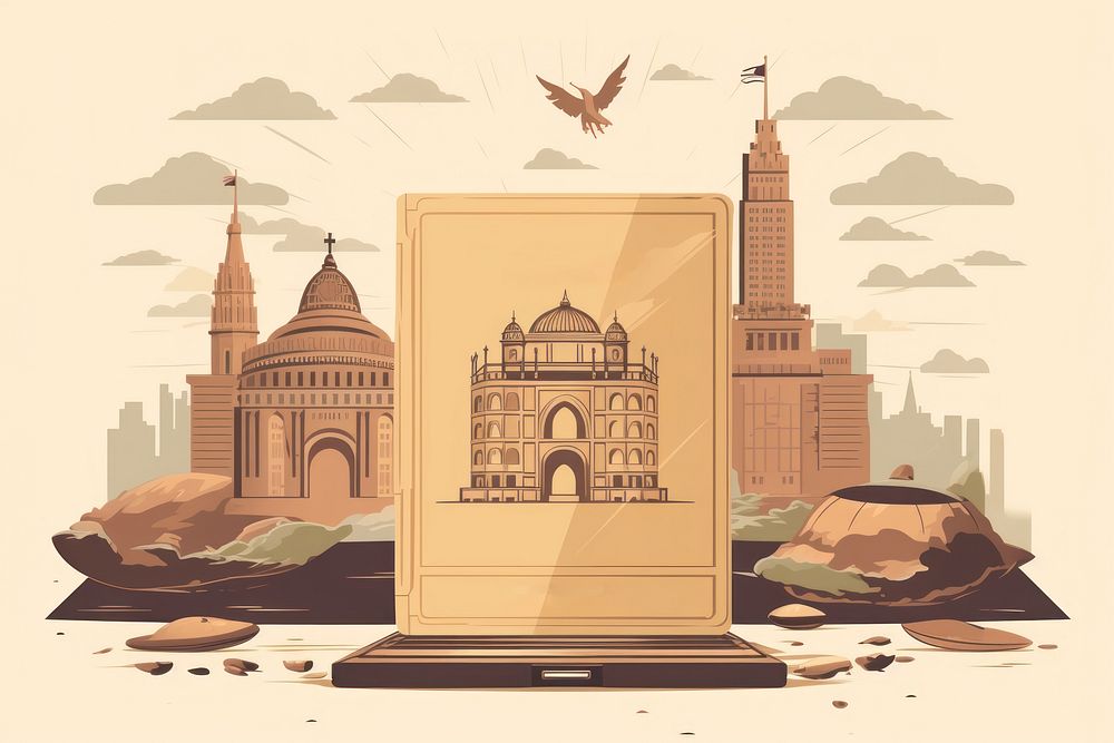 Passport book architecture building travel. AI generated Image by rawpixel.