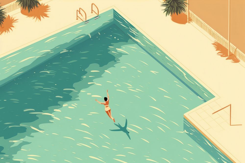 Female swimming outdoors sports pool. AI generated Image by rawpixel.