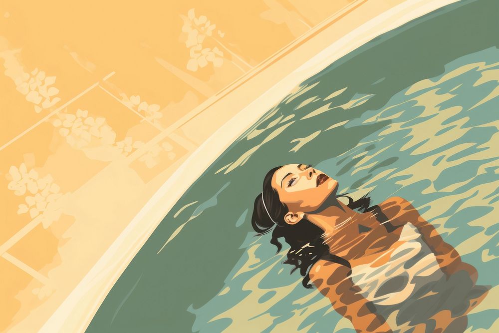 Female swimming outdoors adult pool. AI generated Image by rawpixel.