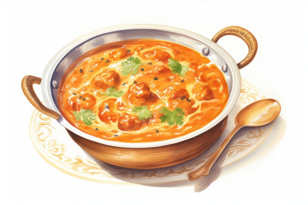 Butter chicken curry food spoon soup. AI generated Image by rawpixel.