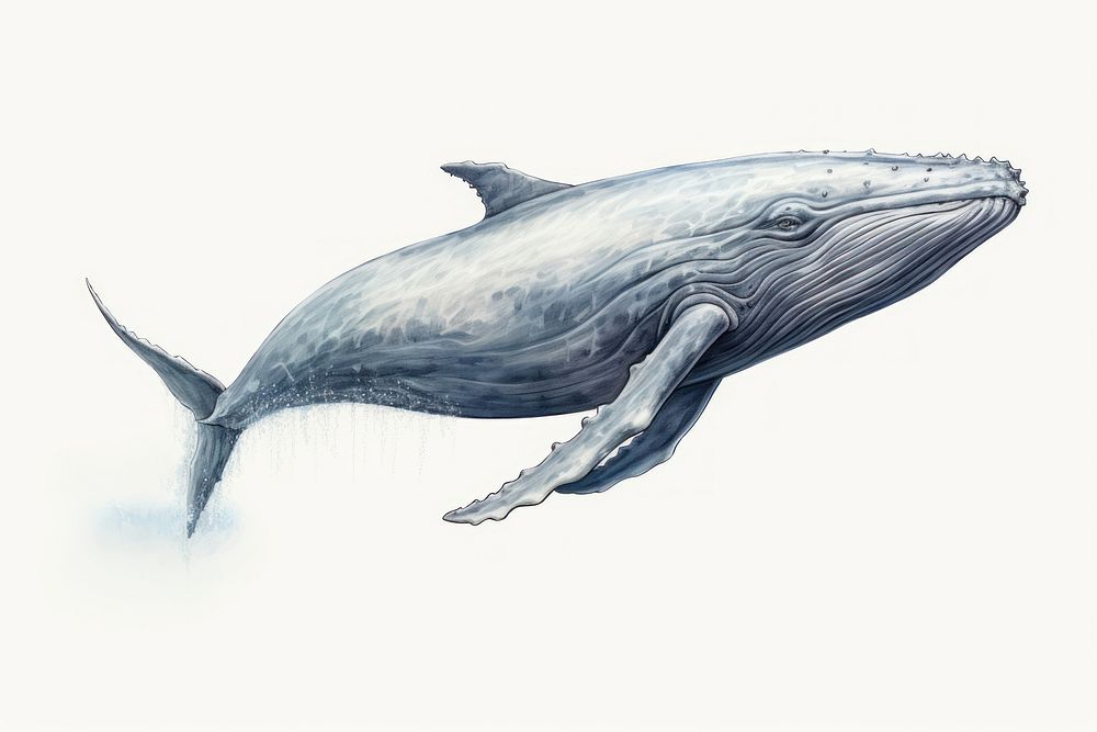 Humpback whale animal wildlife drawing. AI generated Image by rawpixel.