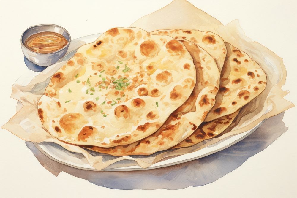 Naan food bread flatbread. AI generated Image by rawpixel.