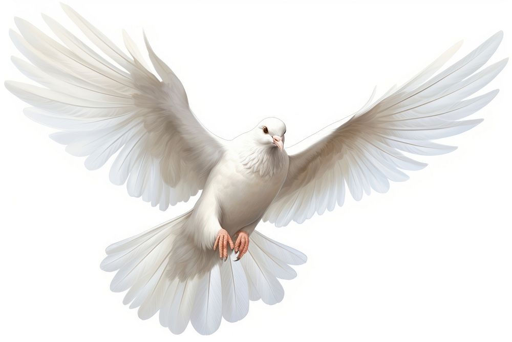 Dove animal flying white. AI generated Image by rawpixel.