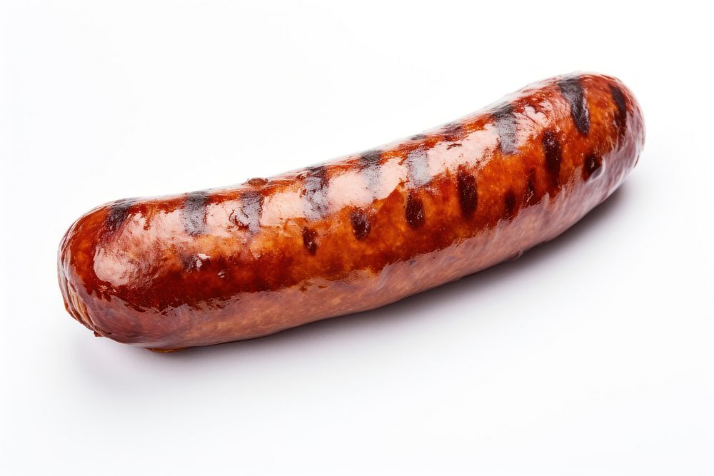 Bbq sausage food white background bratwurst. AI generated Image by rawpixel.