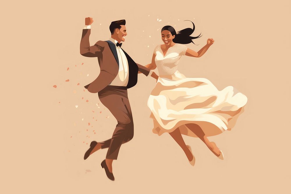 Wedding couple jumping dancing adult entertainment. AI generated Image by rawpixel.