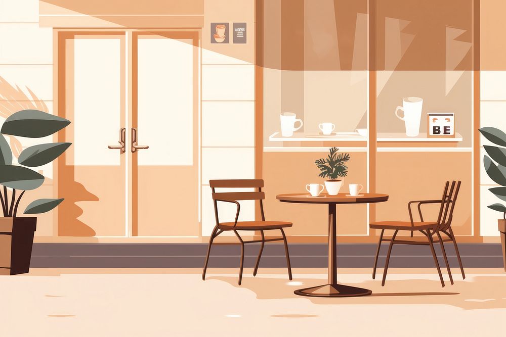 Cafe architecture restaurant furniture. AI generated Image by rawpixel.