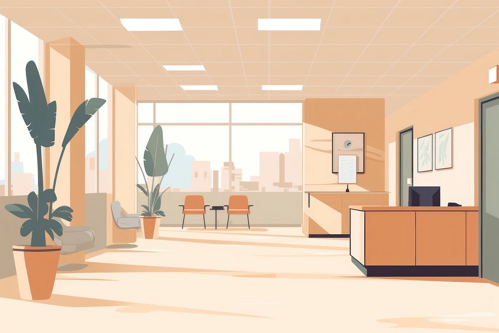 Hospital architecture furniture building. AI generated Image by rawpixel.