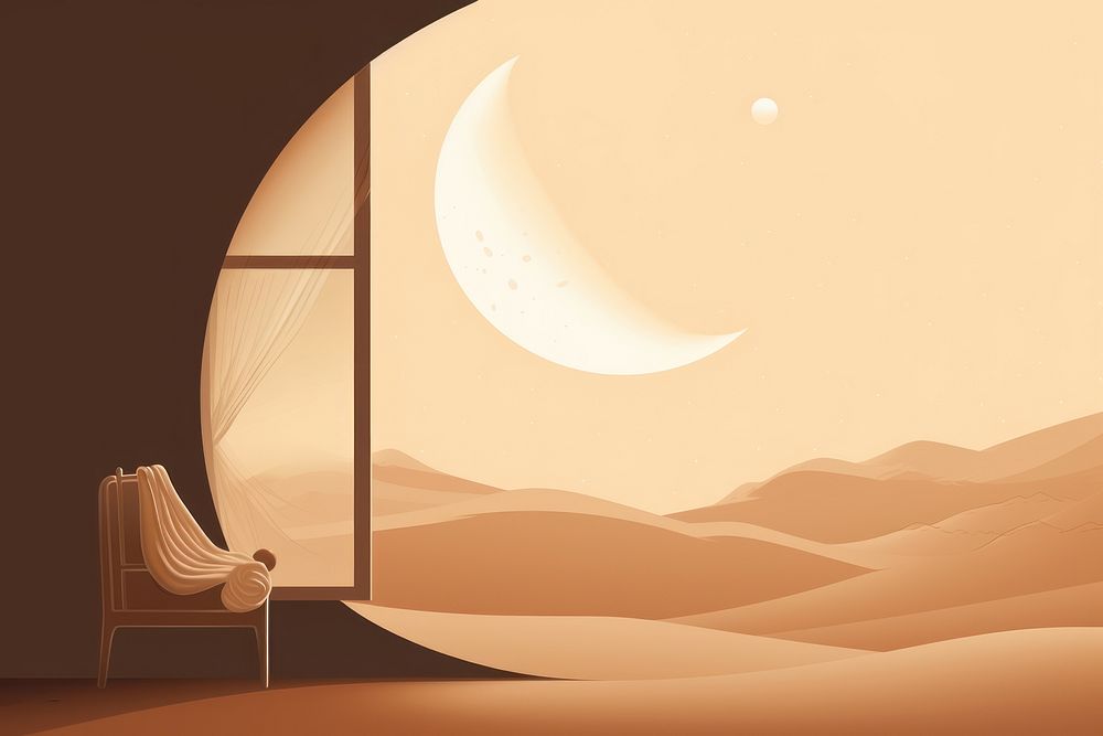 Space Waning Crescent astronomy furniture crescent. AI generated Image by rawpixel.