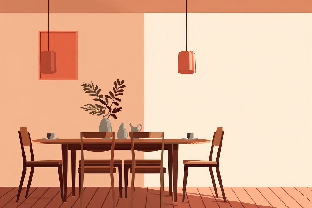 Dining room architecture furniture table. AI generated Image by rawpixel.