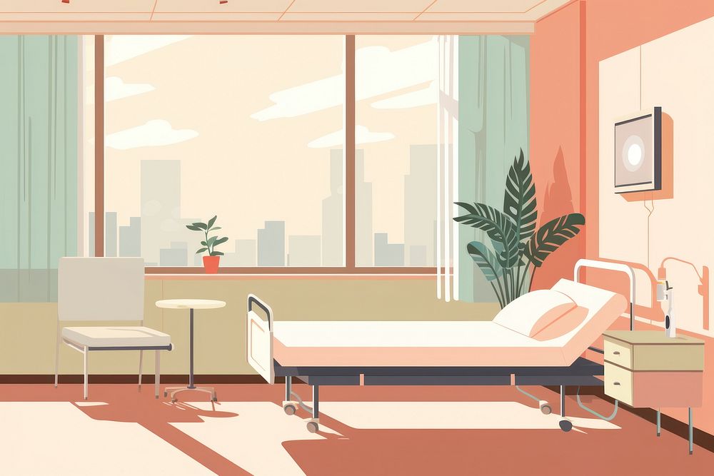 Hospital ward hospital architecture furniture. AI generated Image by rawpixel.
