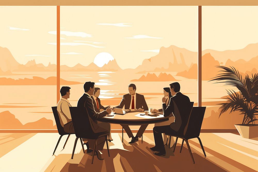 Financial meeting conversation furniture table. AI generated Image by rawpixel.