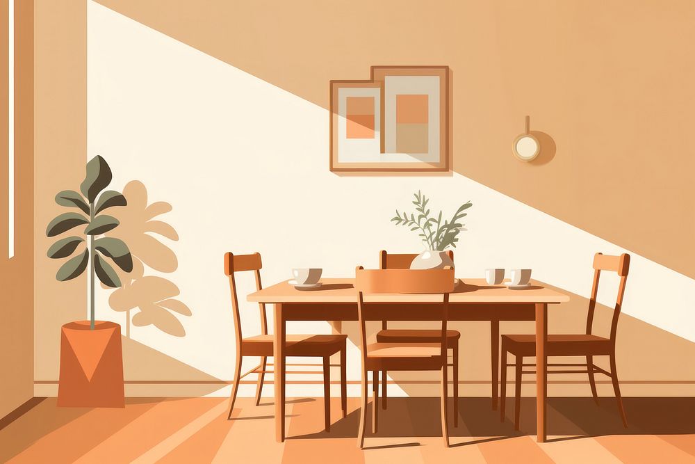 Dining room architecture furniture chair. AI generated Image by rawpixel.