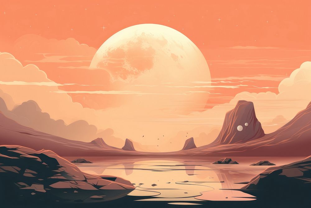 Fictional planet sky landscape outdoors. AI generated Image by rawpixel.