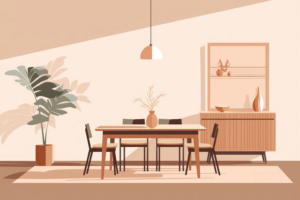 Dining room architecture furniture chair. AI generated Image by rawpixel.