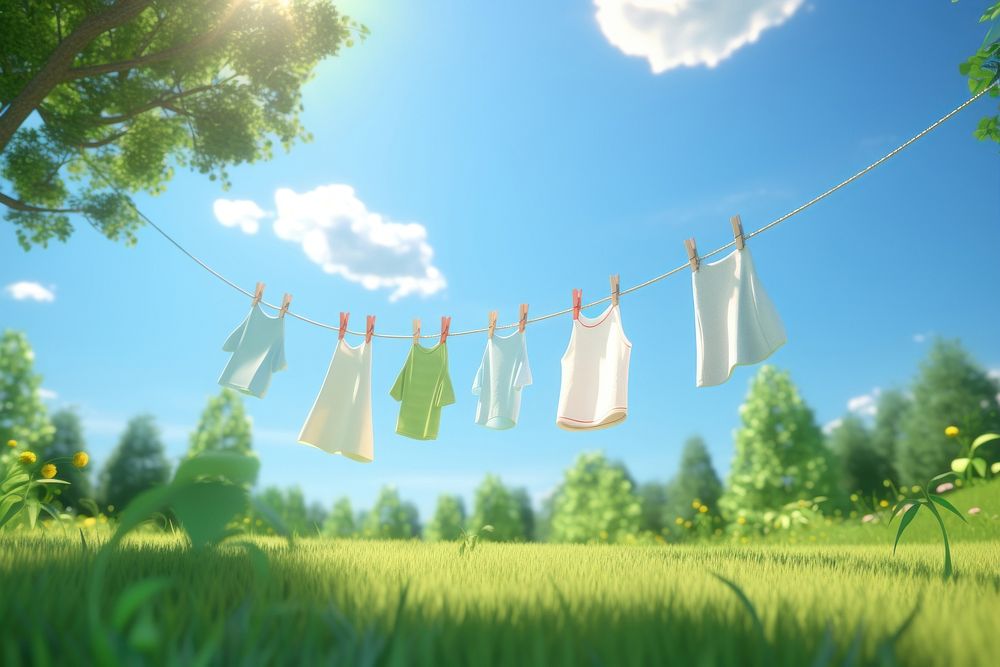 Clothesline clothesline landscape outdoors. AI generated Image by rawpixel.