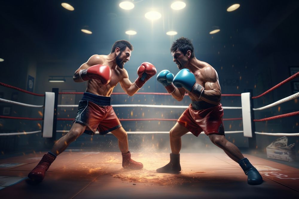 2 man fighting punching sports boxing