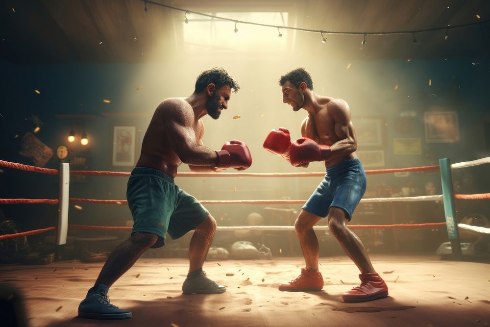 2 man fighting punching sports boxing. AI generated Image by rawpixel.