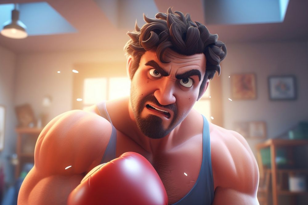 Man fighting cartoon portrait adult. AI generated Image by rawpixel.