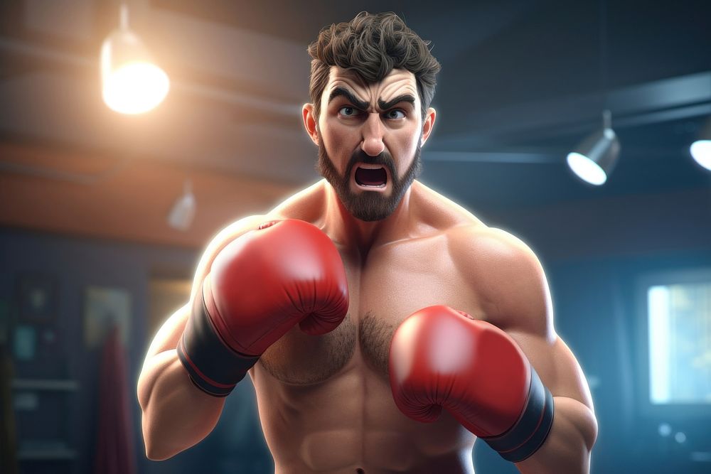 Man fighting punching boxing sports. AI generated Image by rawpixel.
