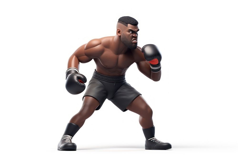 Black man play boxing adult white background determination. AI generated Image by rawpixel.