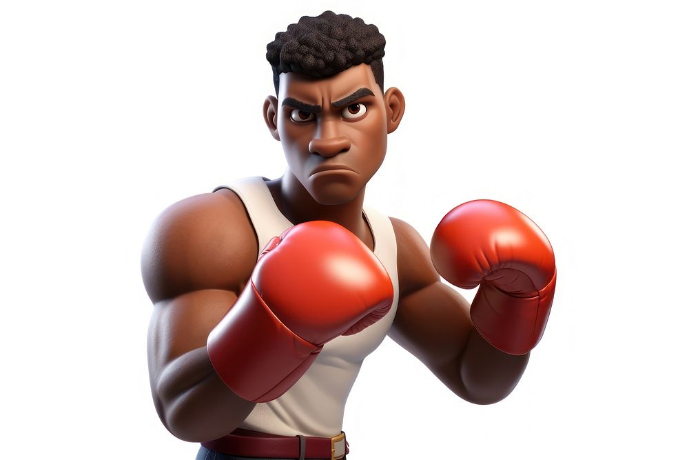 Black man play boxing punching cartoon sports. AI generated Image by rawpixel.