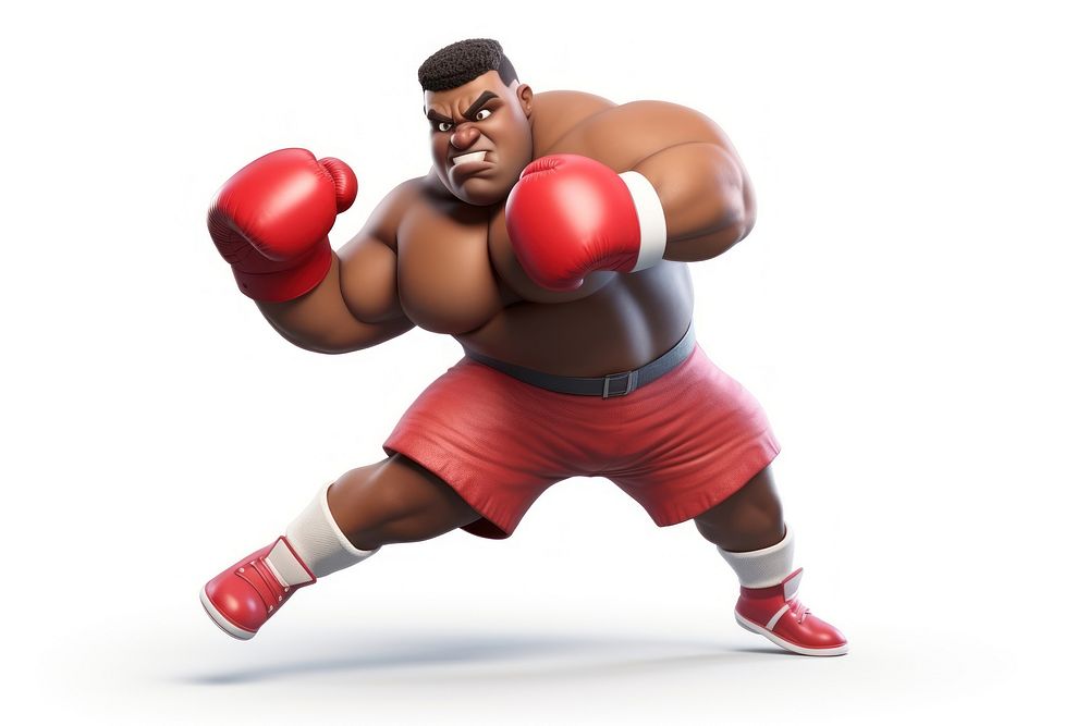 Chubby black man Uppercut punch play boxing punching cartoon sports. AI generated Image by rawpixel.