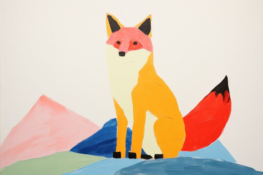 Fox art painting animal. AI generated Image by rawpixel.