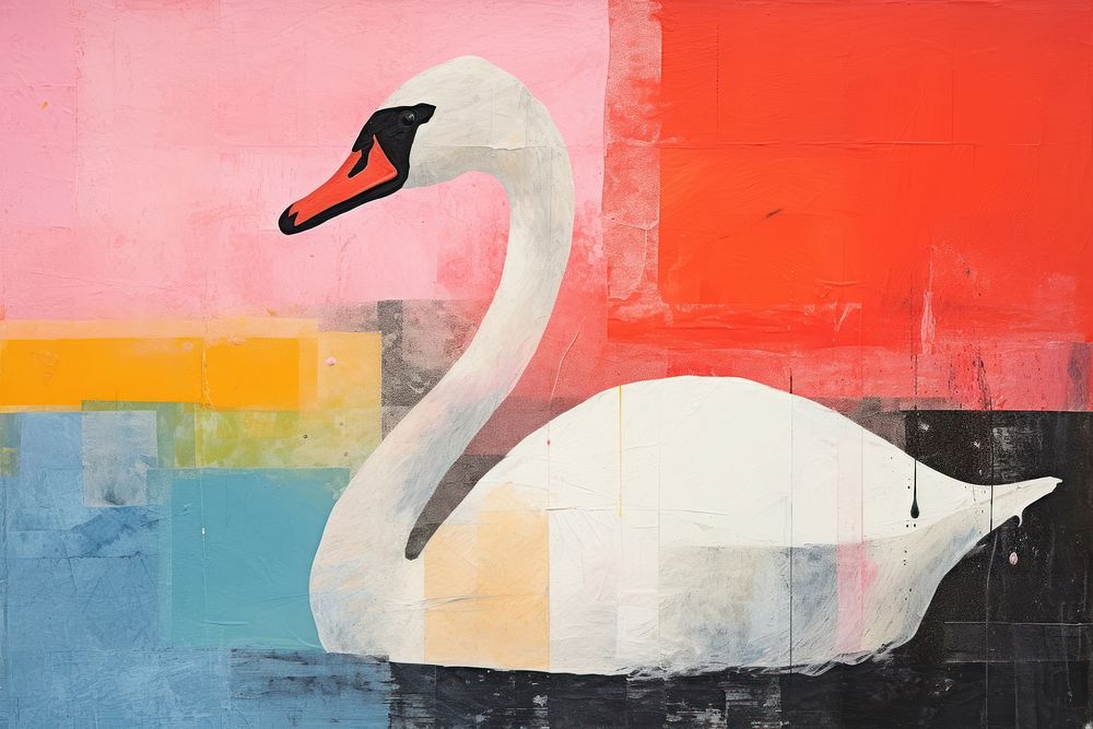 Swan art painting animal. 