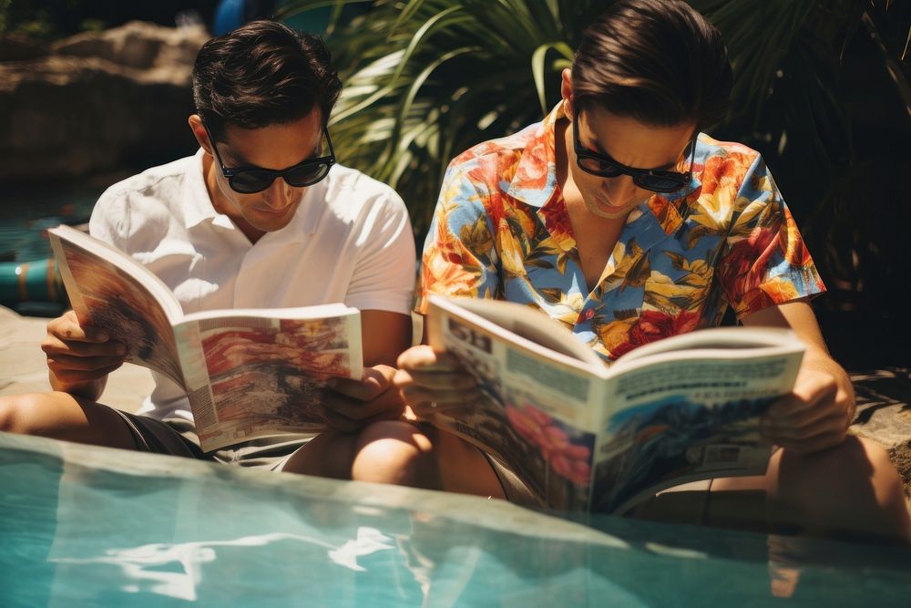 Reading book publication sunglasses. 