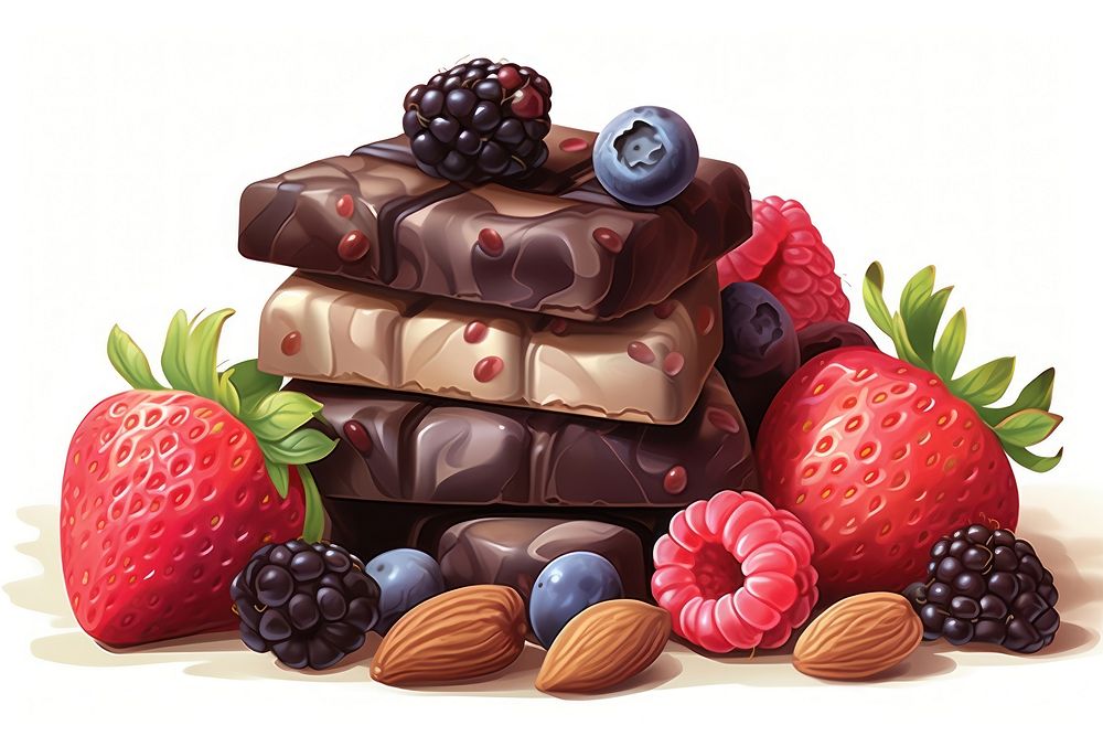 Strawberry chocolate blueberry raspberry. AI generated Image by rawpixel.