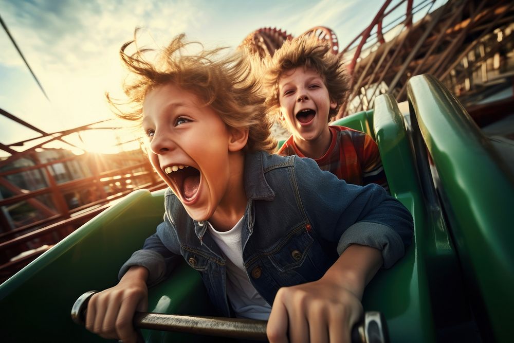 Two boys shouting happy togetherness. AI generated Image by rawpixel.