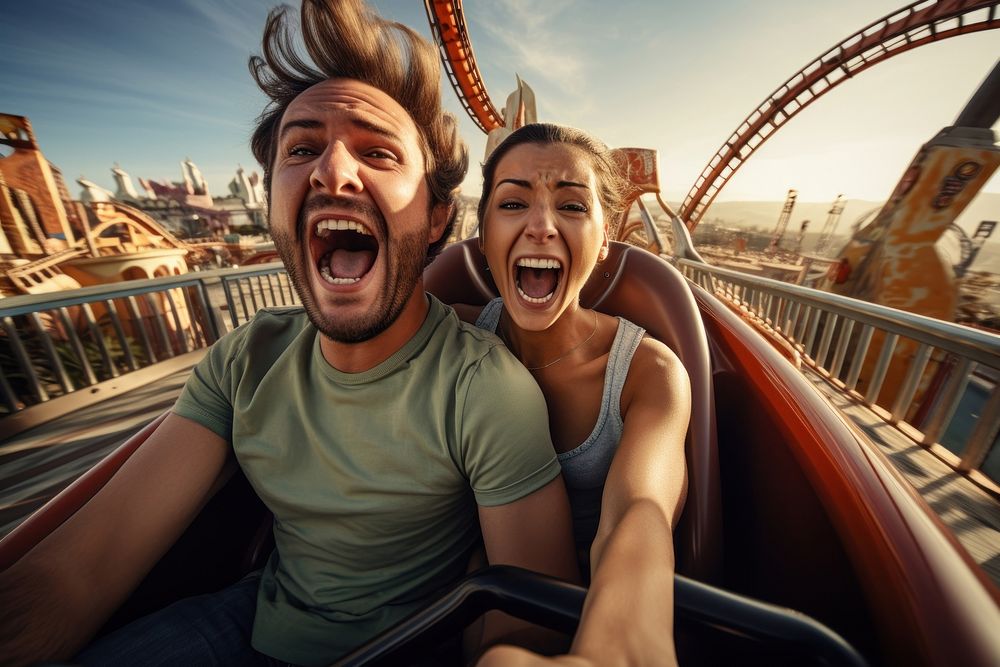 Couple coaster adult fun. AI generated Image by rawpixel.