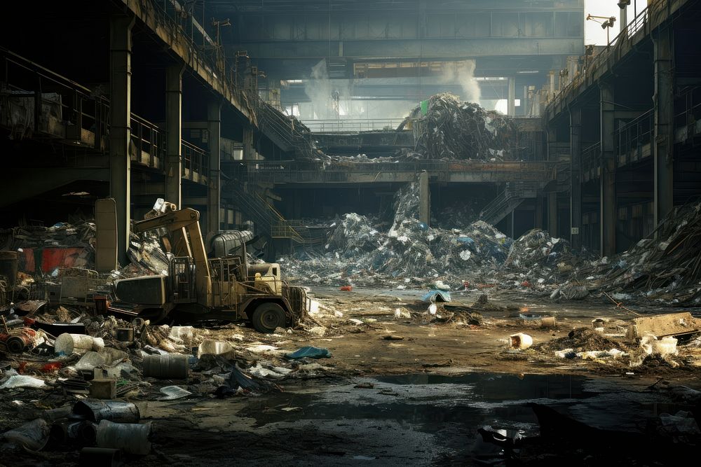 Waste sorting plant deterioration architecture destruction. AI generated Image by rawpixel.