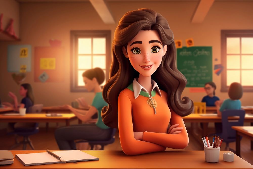 Female student classroom cartoon architecture. AI generated Image by rawpixel.