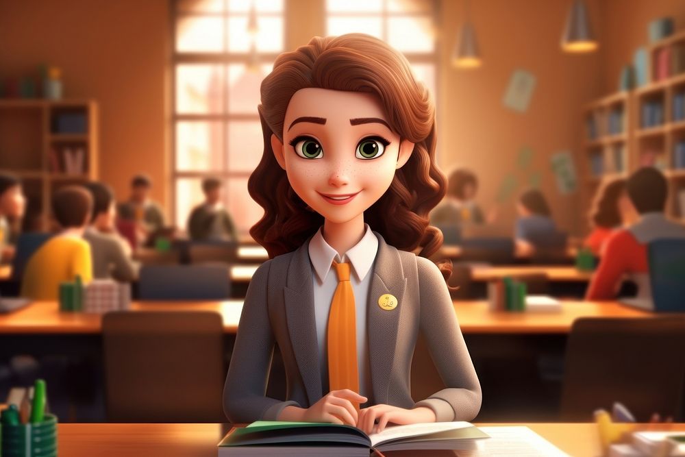 Female student cartoon publication computer. AI generated Image by rawpixel.