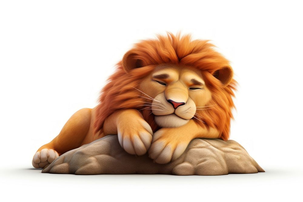 Sleeping lion cartoon mammal animal. AI generated Image by rawpixel.