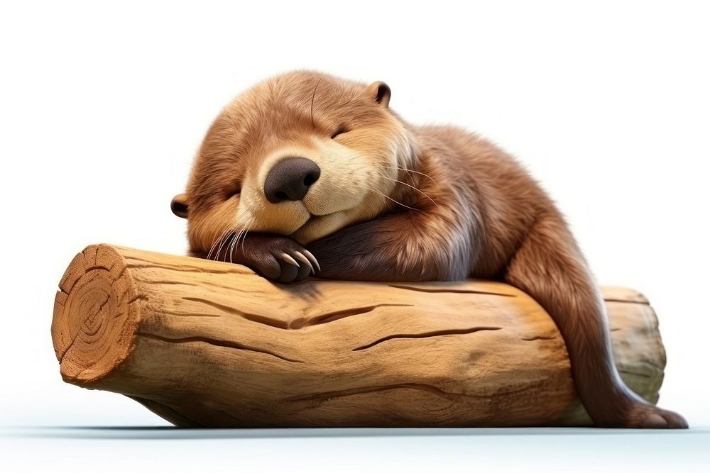 Sleeping otter wildlife cartoon mammal. 