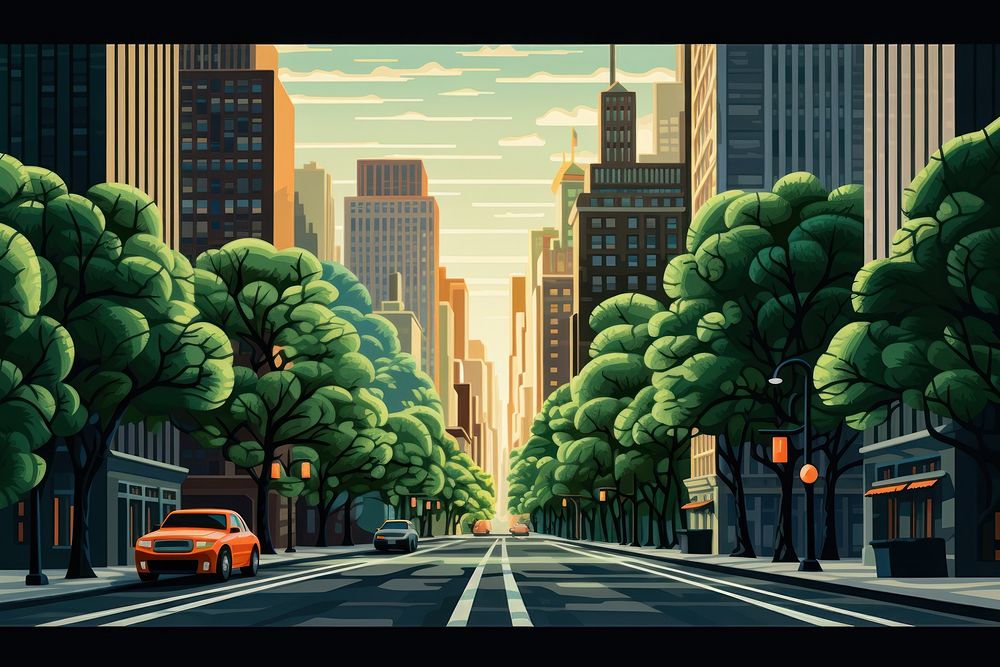 Street metropolis building traffic 