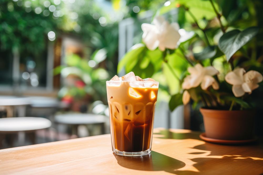 Vietnamese iced coffee beverage drink glass. 