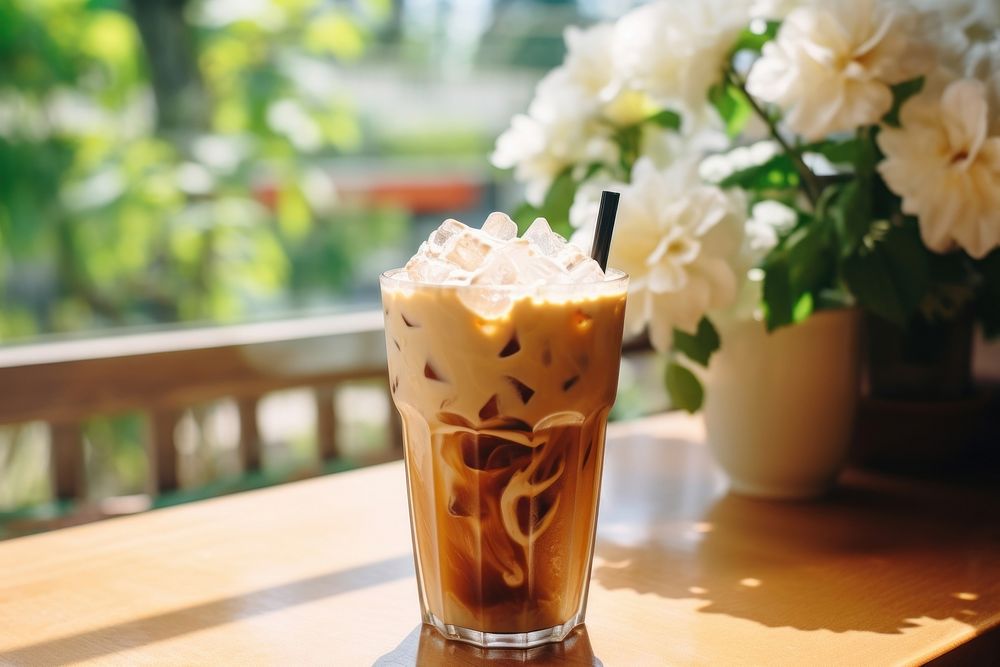 Vietnamese iced coffee beverage drink glass. AI generated Image by rawpixel.