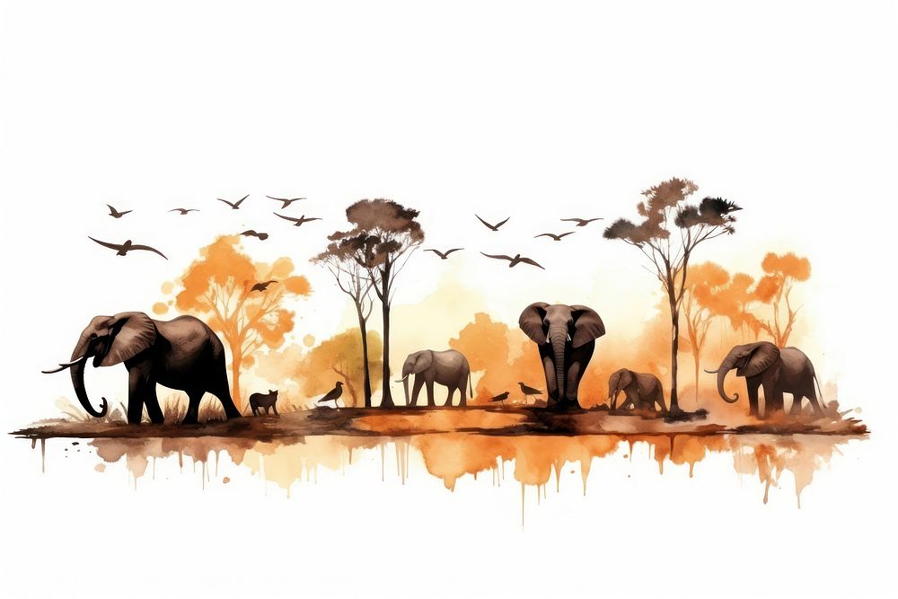 Animal silhouette wildlife elephant. AI generated Image by rawpixel.