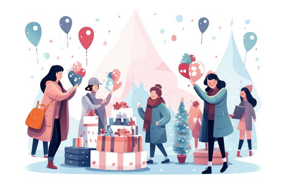 Winter birthday party adult fun togetherness. AI generated Image by rawpixel.